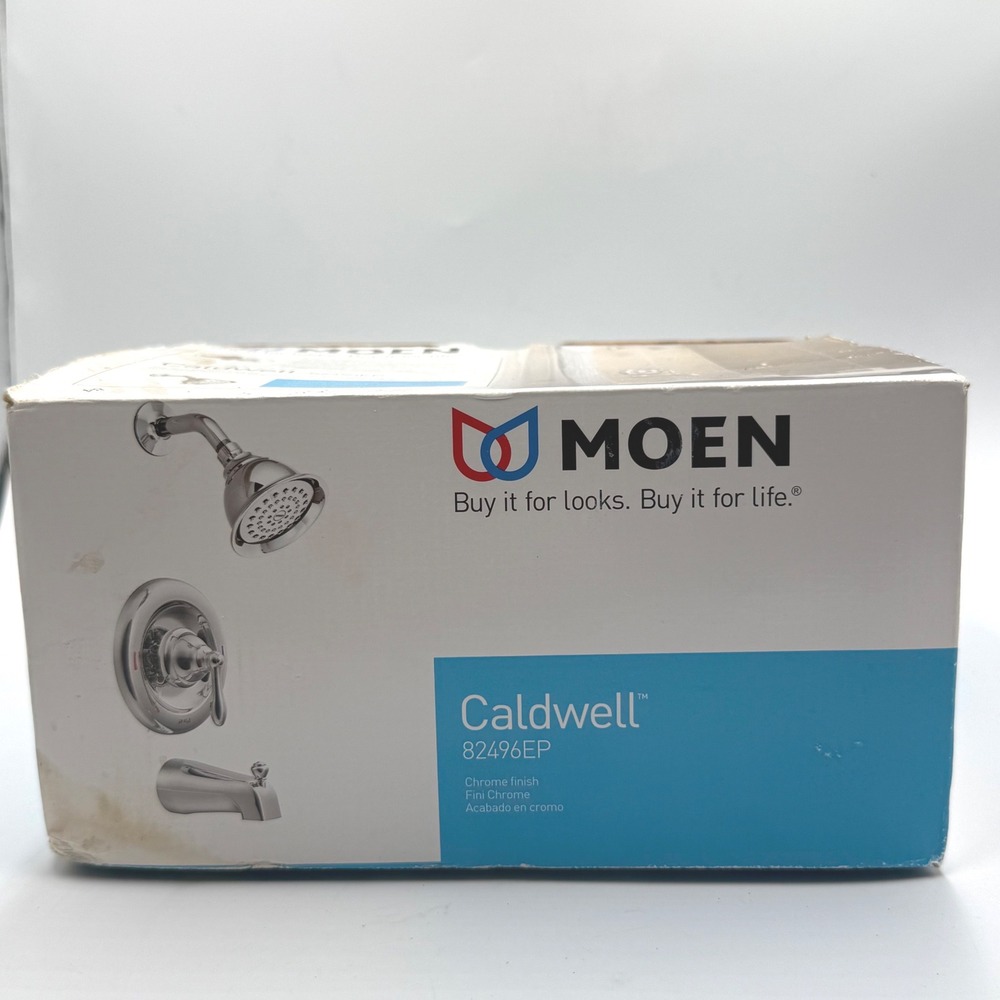 Moen Caldwell 82496EP Tub Shower Faucet Set Chrome NEW Damaged Box